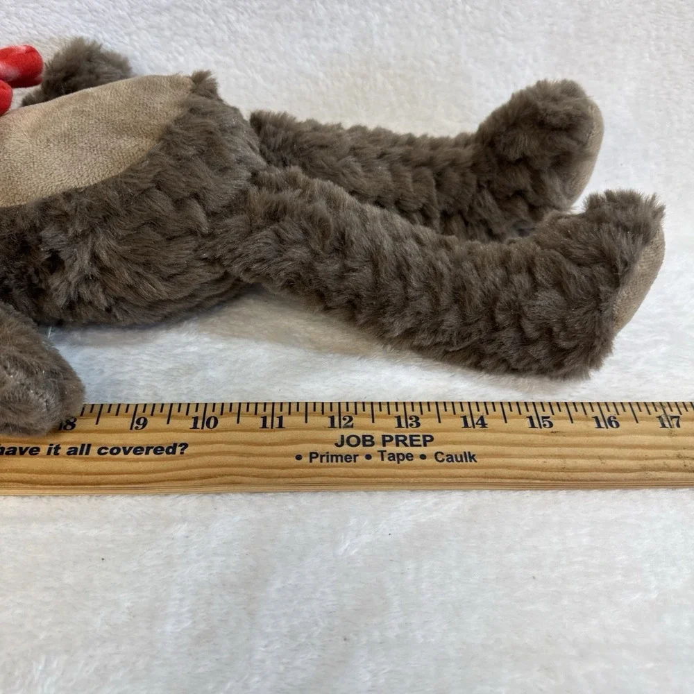 Pally & Paws Holiday Moose Plush Squeaky Dog Toy Brown Red Scarf Hat 17